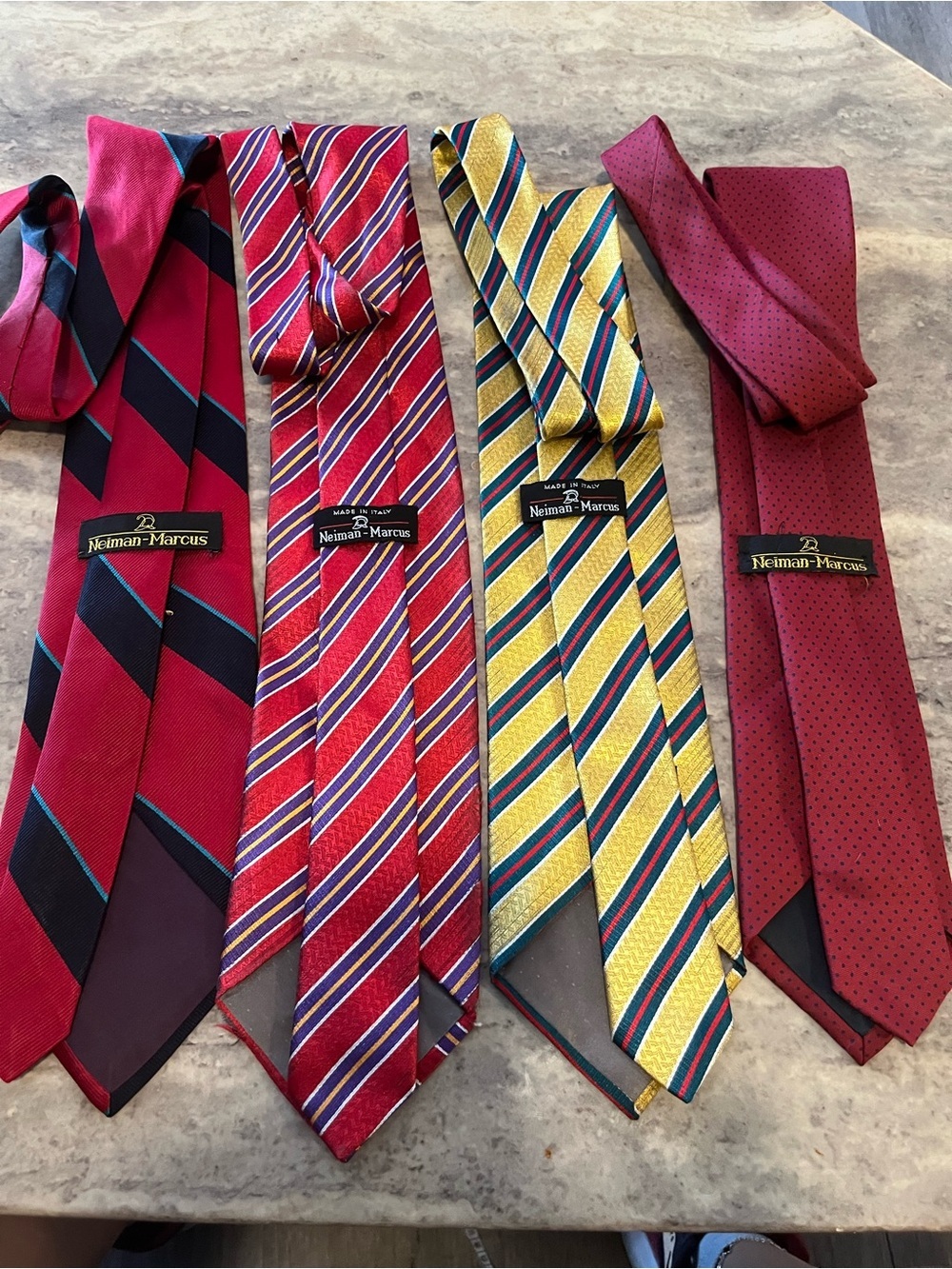Neiman Marcus Men's Red, Yellow & Burgundy Silk Tie Set - 4 Pack